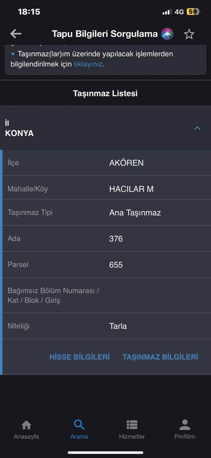 KONYA AKÖREN MÜSTAKİL SATILIK TARLA!