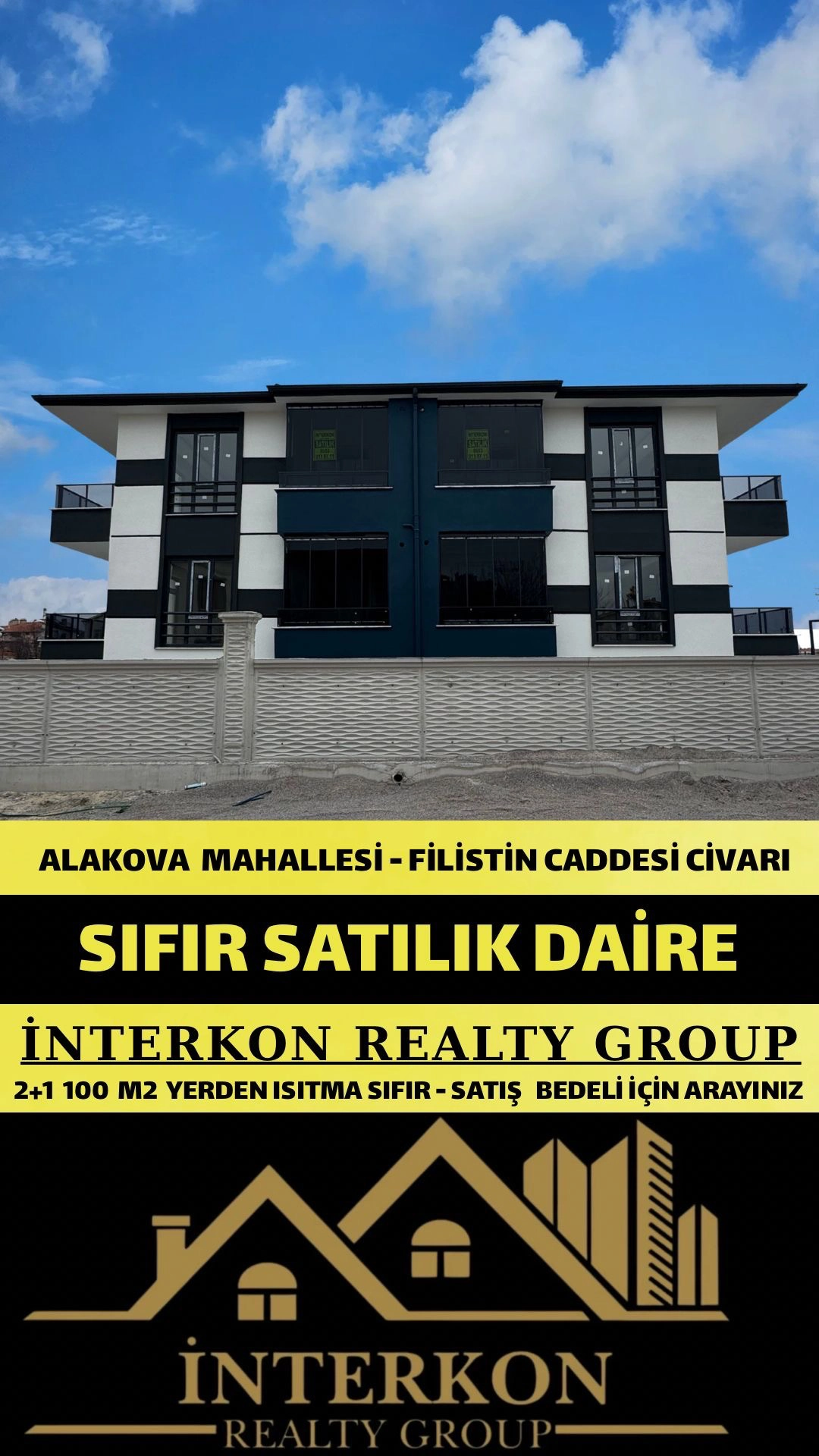 KONYA MERAM ALAKOVA MAHALLESİ SIFIR  2 + 1 SATILIK DAİRE!