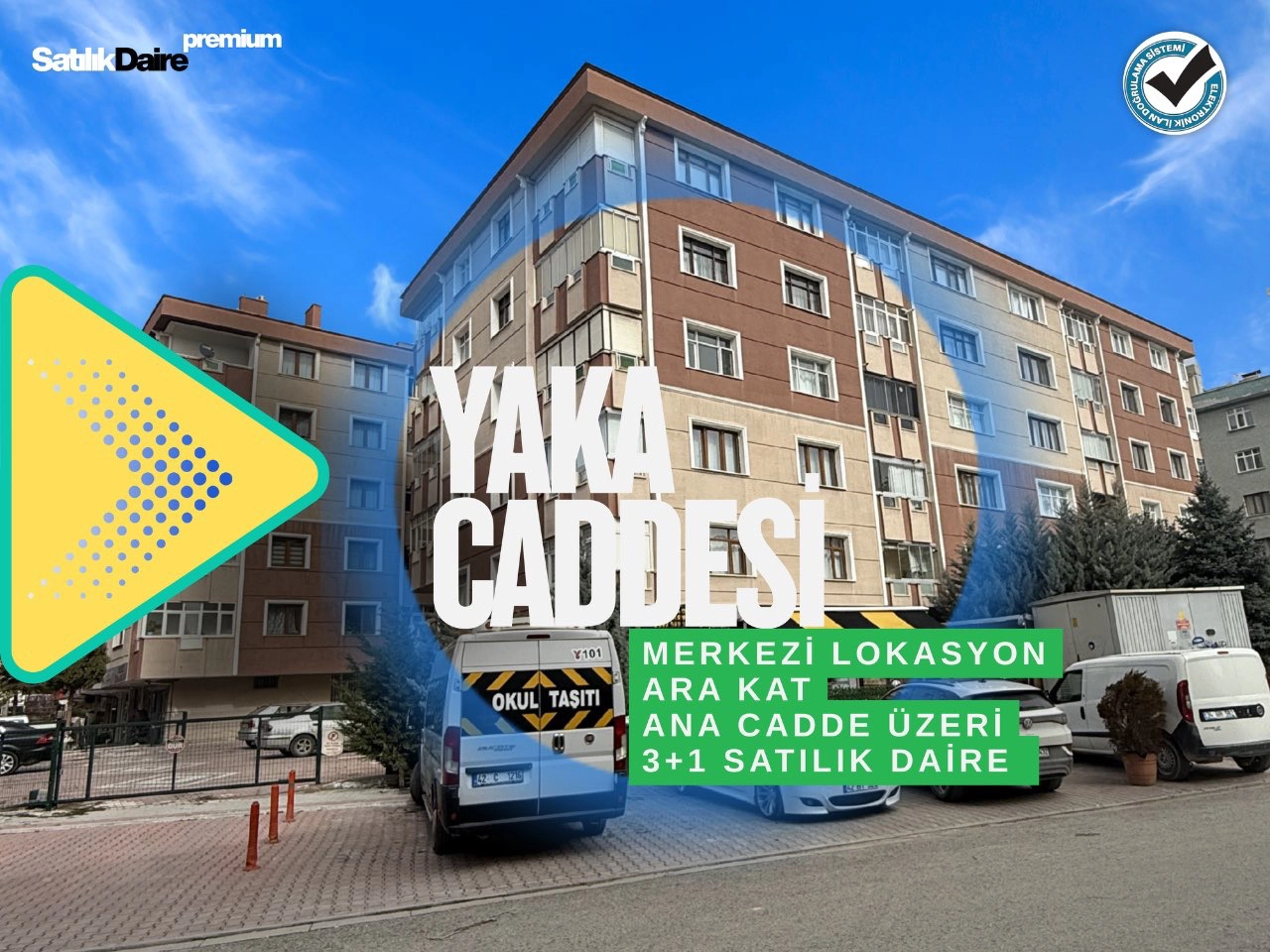 KONYA MERAM ÇOLAKOĞLU CAMİ KARŞISI  3+1 BAKIMLI ARA KAT SATILIK DAİRE