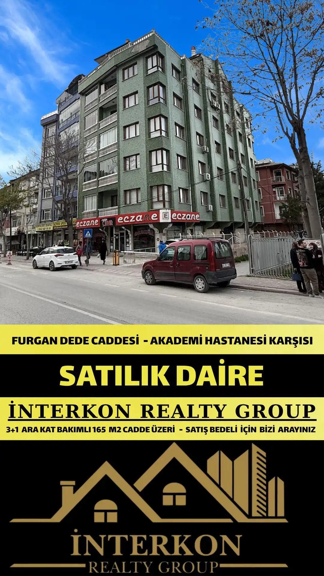 AKADEMİ HASTANESİ KARŞISI BAKIMLI3+1 ARA KAT SATILIK DAİRE!