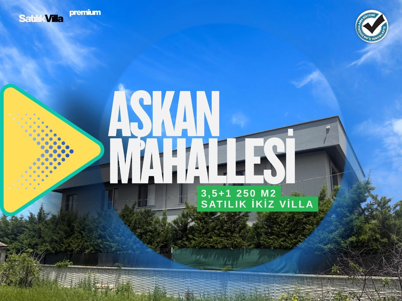 MERAM AŞKAN MAHALLESİ’NDE, SATILIK HOBİ BAHÇELİ 3,5+1 İKİZ VİLLA