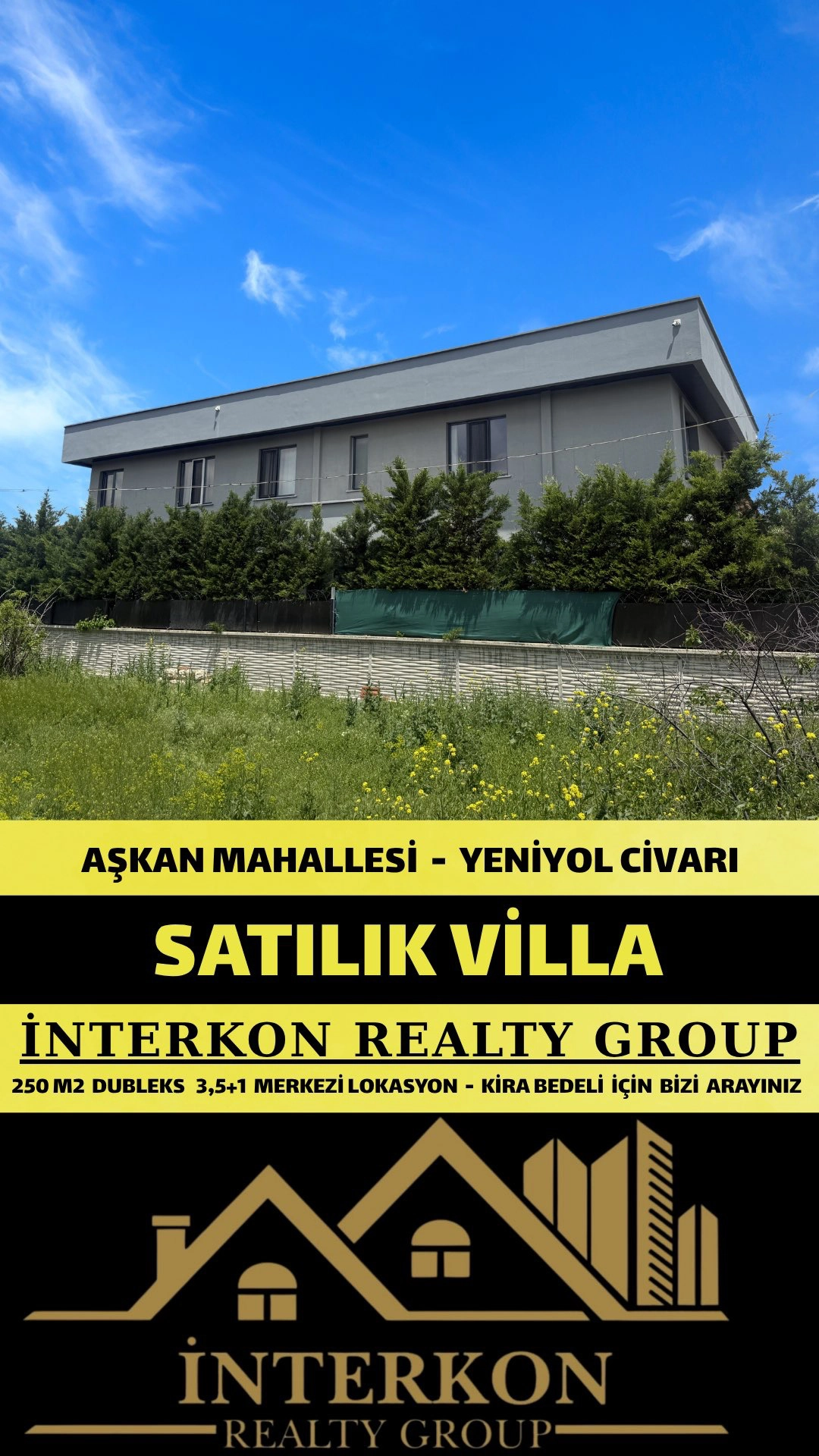 MERAM AŞKAN MAHALLESİ’NDE, SATILIK HOBİ BAHÇELİ 3,5+1 İKİZ VİLLA