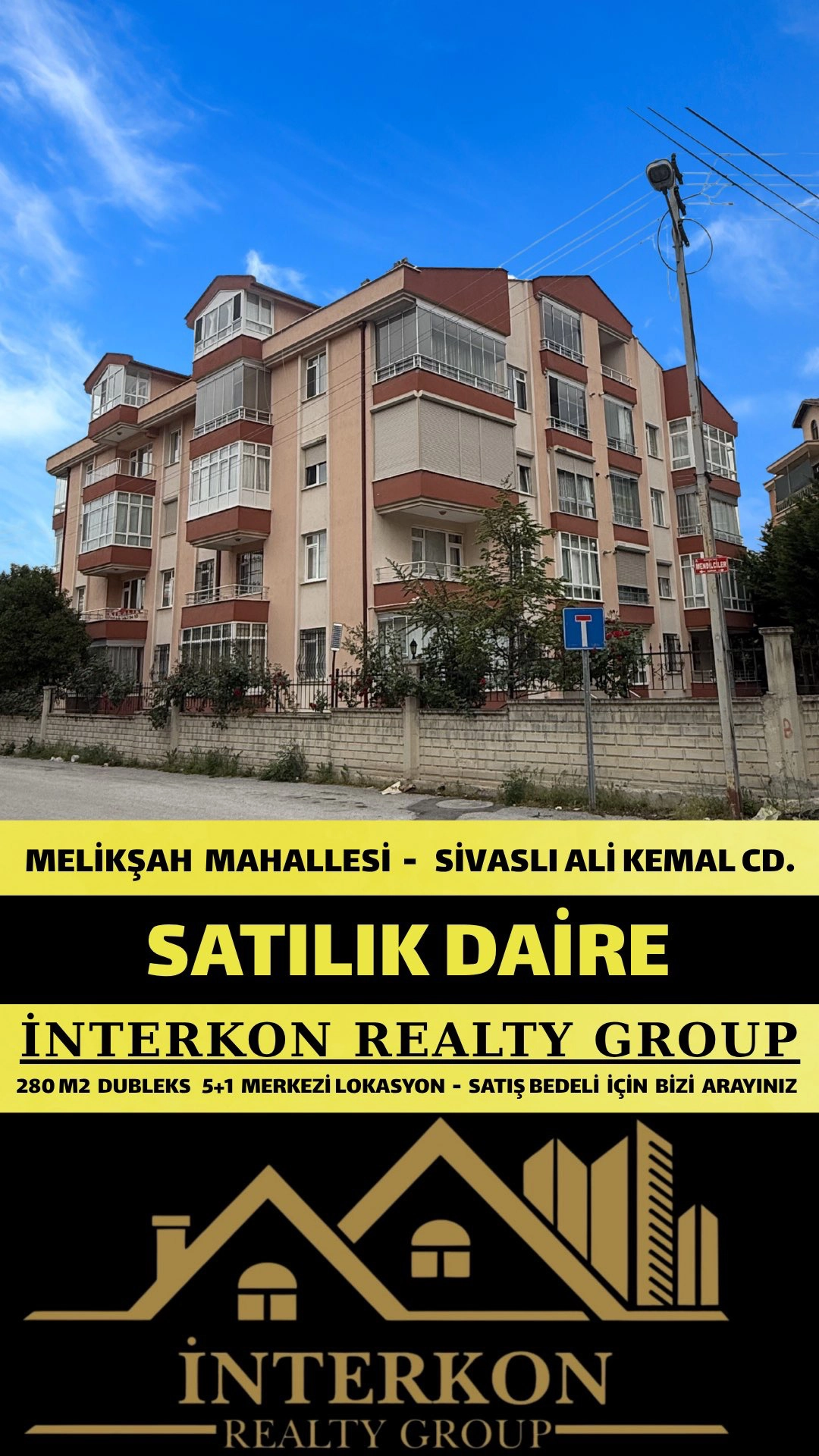 MERAM MELİKŞAH MAHALLESİ’NDE SATILIK BAKIMLI 5+1 DUBLEKS DAİRE!