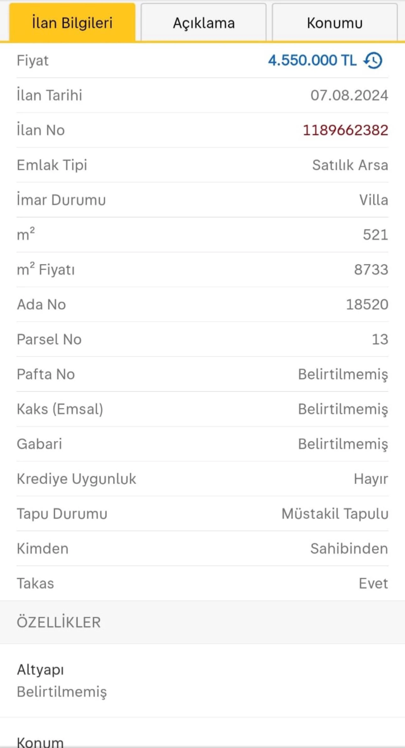 SELÇUKLU MEHMET AKİF (ERENKÖY)MAH.521 m2 İMARLI SATILIK ARSA!