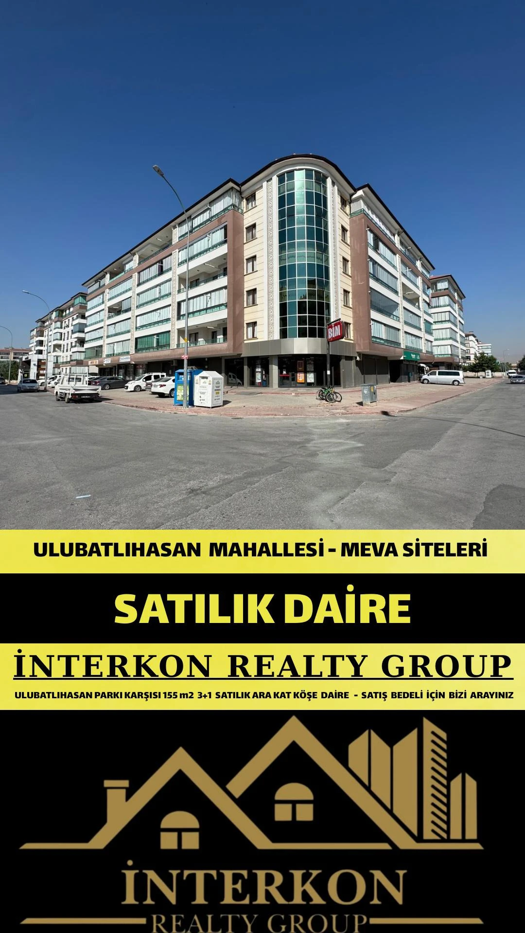 KONYA KARATAY ULUBATLI HASAN MAHALLESİ 3+1 SATILIK DAİRE!