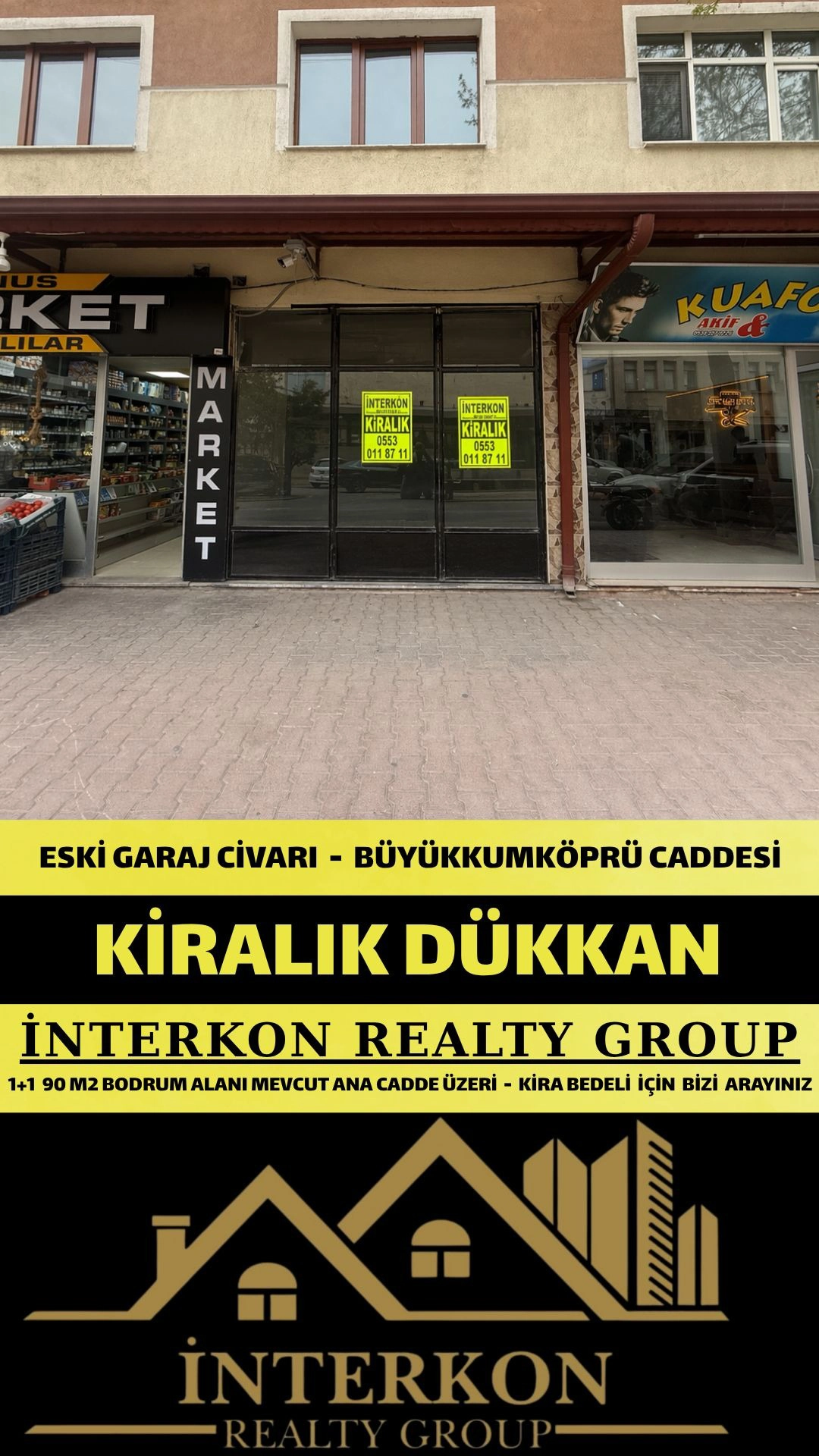 ESKİ GARAJ CİVARI ANA CADDE CEPHELİ BAKIMLI KİRALIK DÜKKAN!