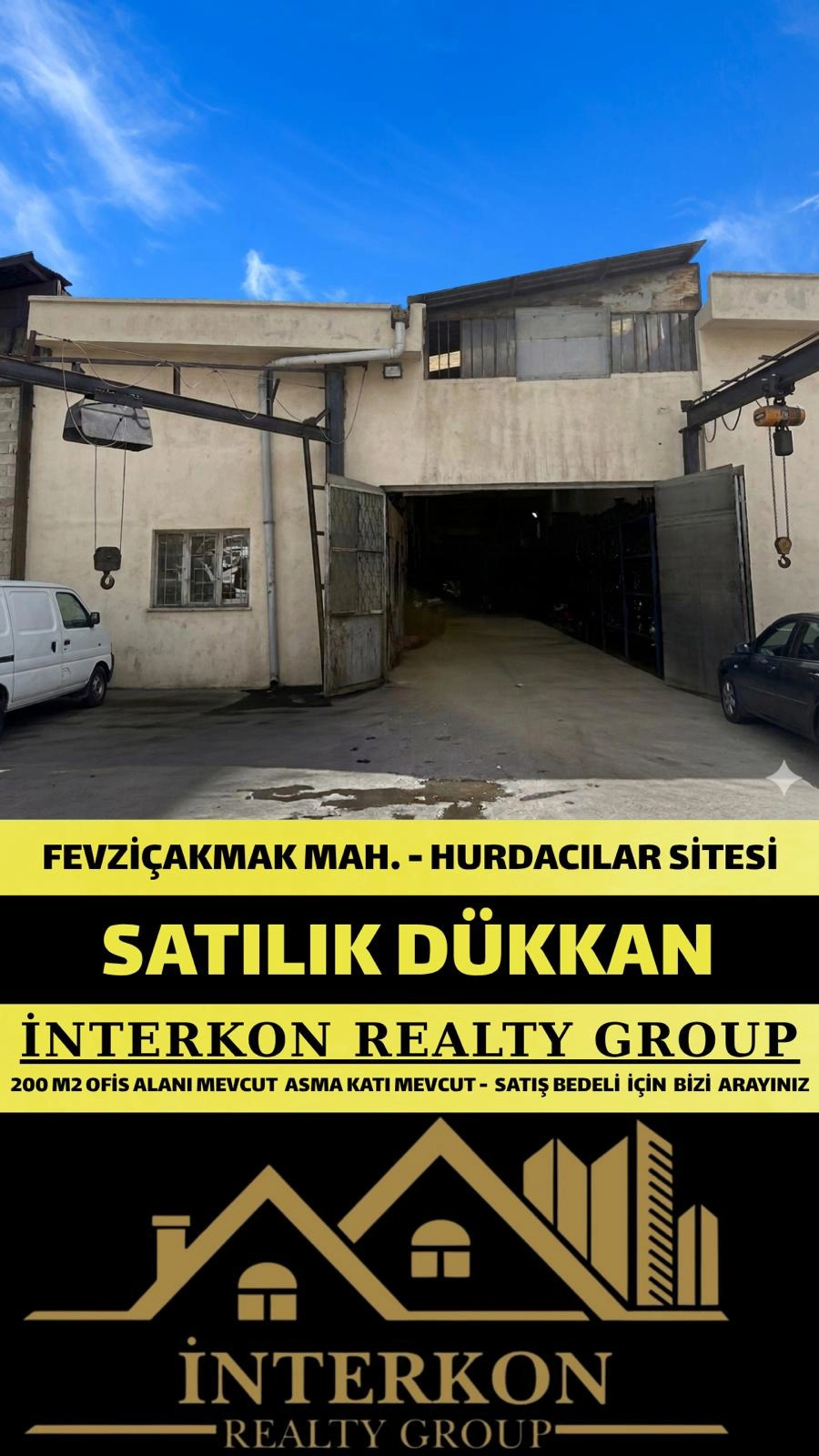 FEVZİÇAKMAK MAHALLESİ HURDACILAR SANAYİ 250 M2 SATILIK İŞ YERİ!