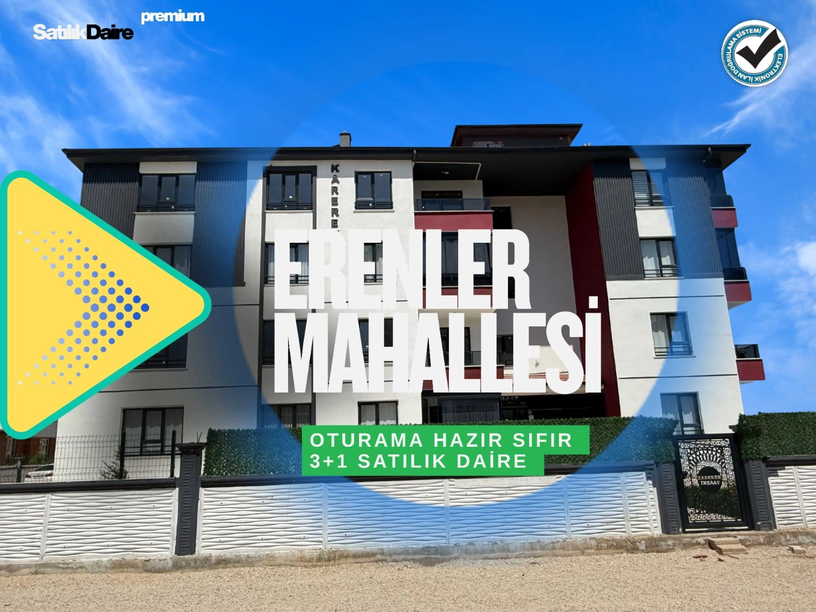 ERENLER MAHALLESİ SIFIR 3+1 SATILIK DAİRE!