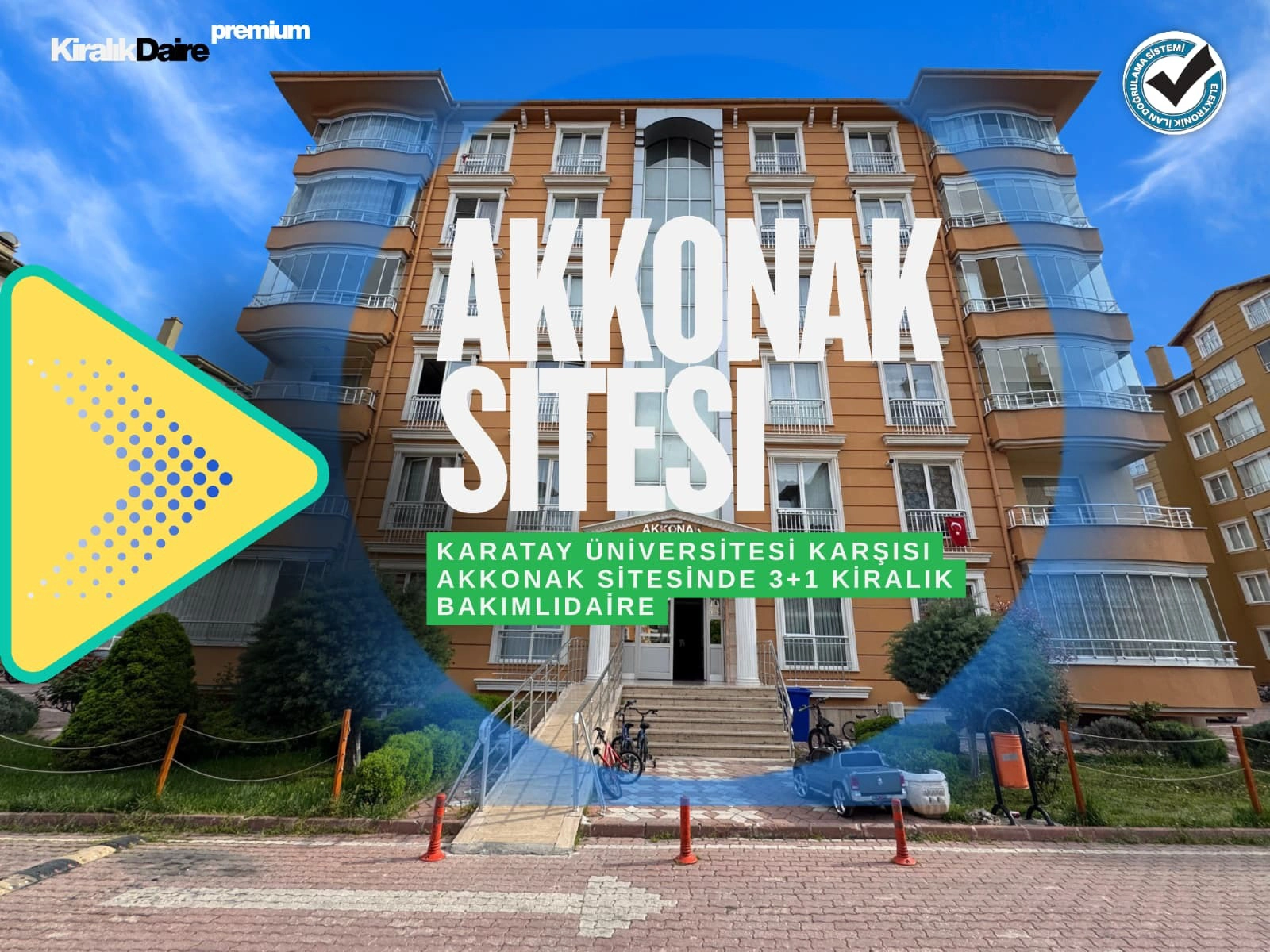 KARATAY ÜNİVERSİTESİ KARŞISI AKKONAK SİTESİ 3+1 KİRALIK DAİRE!