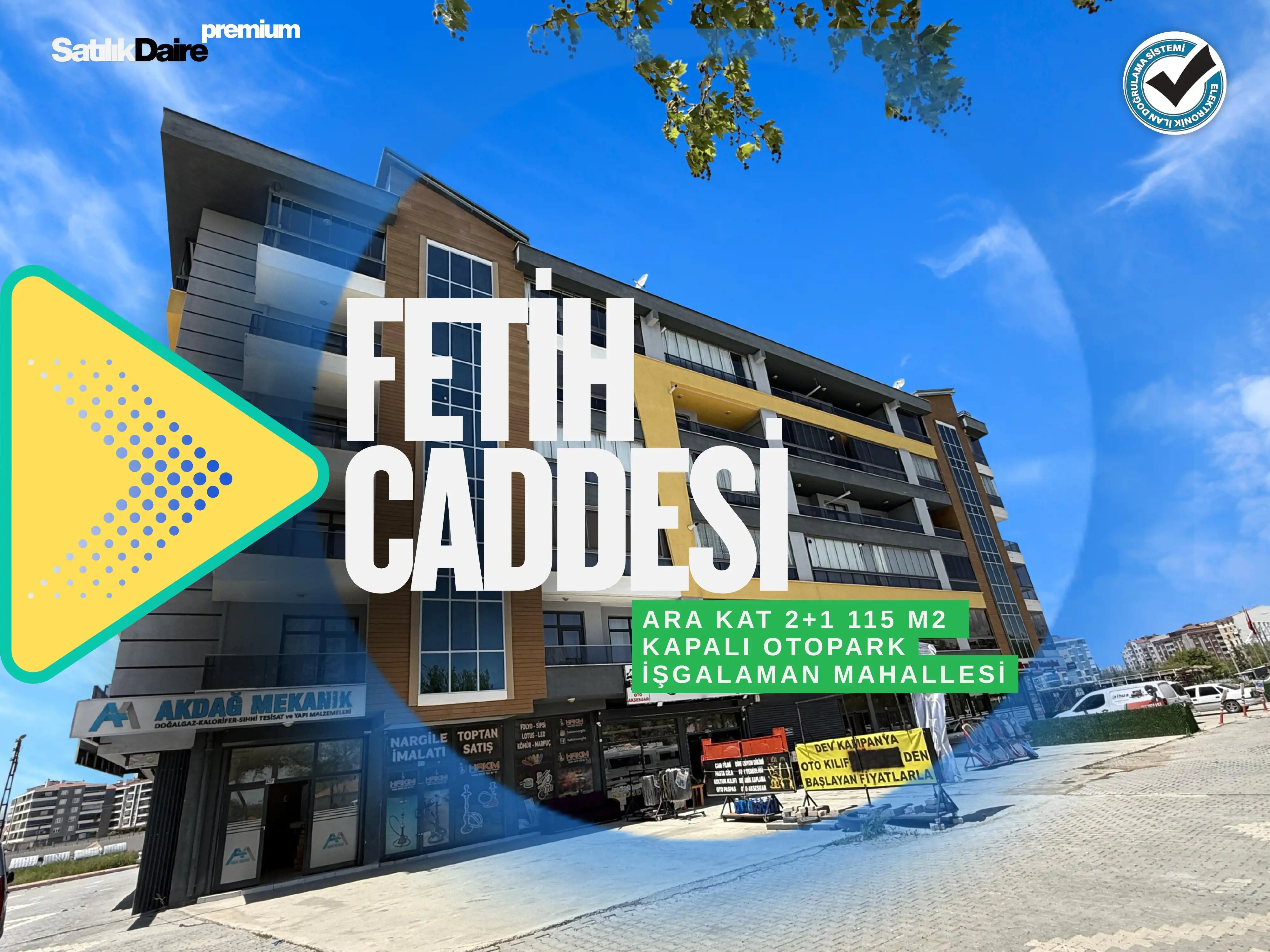 FETİH CADDESİ ÜZERİ ANA CADDE CEPHELİ MERKEZİ KONUMDA 2+1 ARA KAT SATILIK DAİRE!