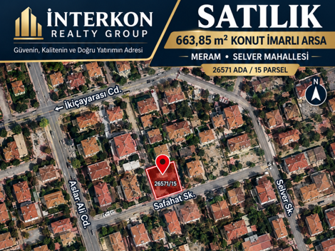 MERAM OSMAN GAZİ NEIGHBOURHOOD 664 M² LAND FOR SALE, SUITABLE FOR A 2.5-STOREY DETACHED VILLA!