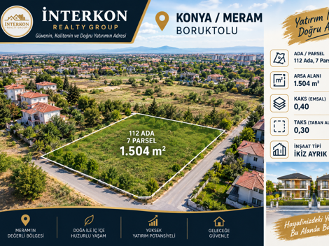 Meram Boruktolu Detached Opportunity 1504 m² Zoned Land for Sale